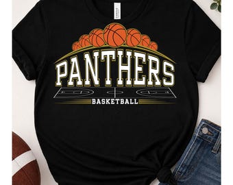 Panthers Basketball SVG PNG, Game Day Mascot Shirt Design, Cricut Cut File