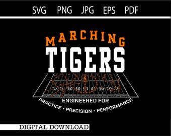 Marching Band Shirt SVG | Tigers Band SVG | Band Camp Design | Precision Practice Performance | School Spirit Cricut Cut File