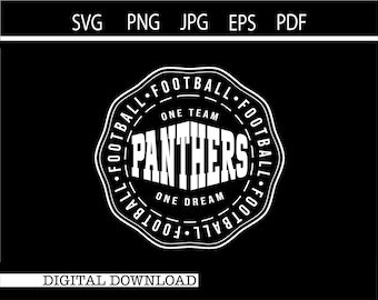 Panthers Football SVG | Football PNG | Game Day svg | School Mascot SVG | Football Shirt Design | Cricut Cut File | Digital Download