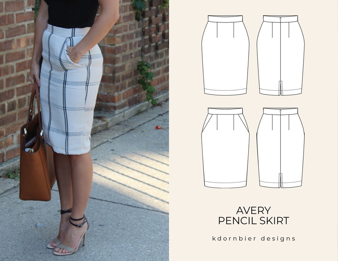 Avery Pencil Skirt PDF Sewing Pattern and Tutorial, Sizes 0-24 - Etsy