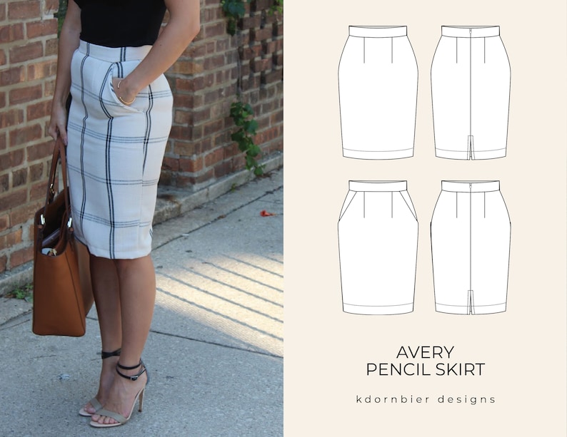 Avery Pencil Skirt PDF Sewing Pattern and Tutorial, Sizes 0-24 image 1