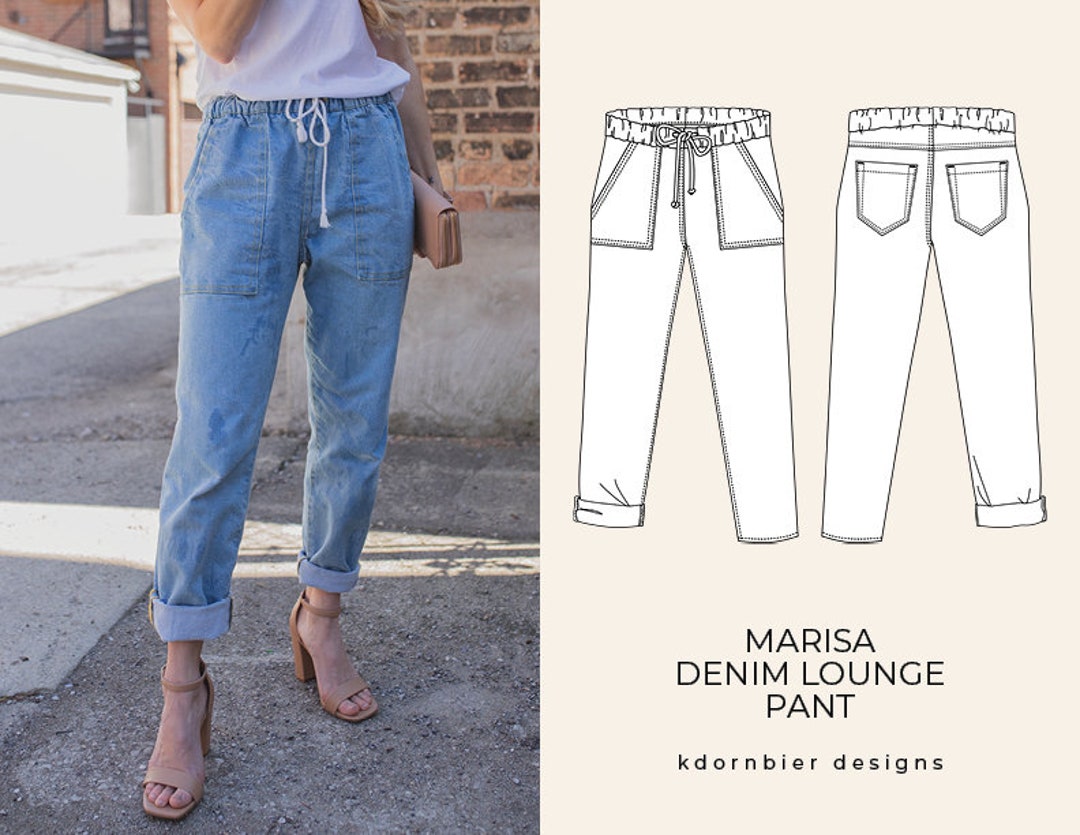 Marisa Denim Lounge Pant PDF Sewing Pattern and Tutorial, Sizes 0-24 - Etsy  Israel