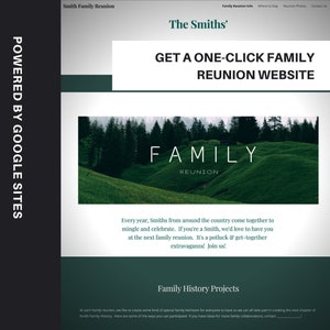 FAMILY REUNION WEBSITE - One-click setup with sample content - easy to edit