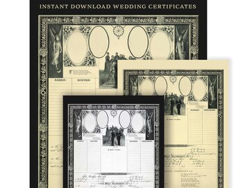 INSTANT DOWNLOAD Marriage Certificate -getting married gifts - acrostic bride groom family register document antique wedding vows officiant