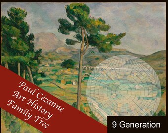 Radial Family Tree Art 9 Generation Paul Cezanne painting printable, a Genealogy gift or genealogist Pedigree Chart for Ancestry wall decor