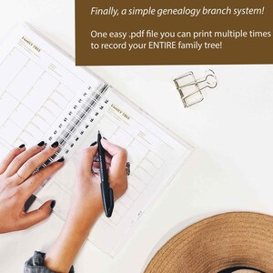 4 GENERATION family tree chart, simple genealogy branch system printable PDF, A4 or US Letter blank pedigree record, instant download image 6