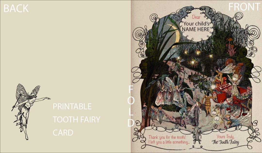 Printable Tooth Fairy Card Gift to Put Under the Pillow of a Child Who ...