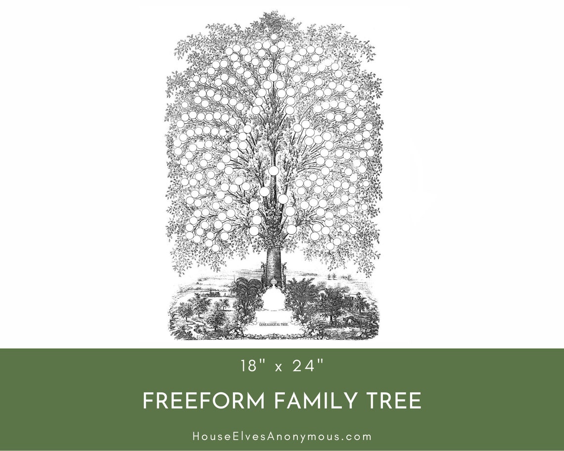 Family Tree Chart Poster FREEFORM for Nontraditional Family Groups
