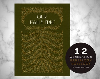 12 Generation Family Tree Notebook DIGITAL EDITION Genealogy Chart and Ancestry Book for 4095 ancestors, GoodNotes journal PDF