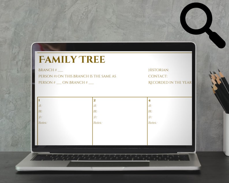 4 GENERATION family tree chart, simple genealogy branch system printable PDF, A4 or US Letter blank pedigree record, instant download image 10