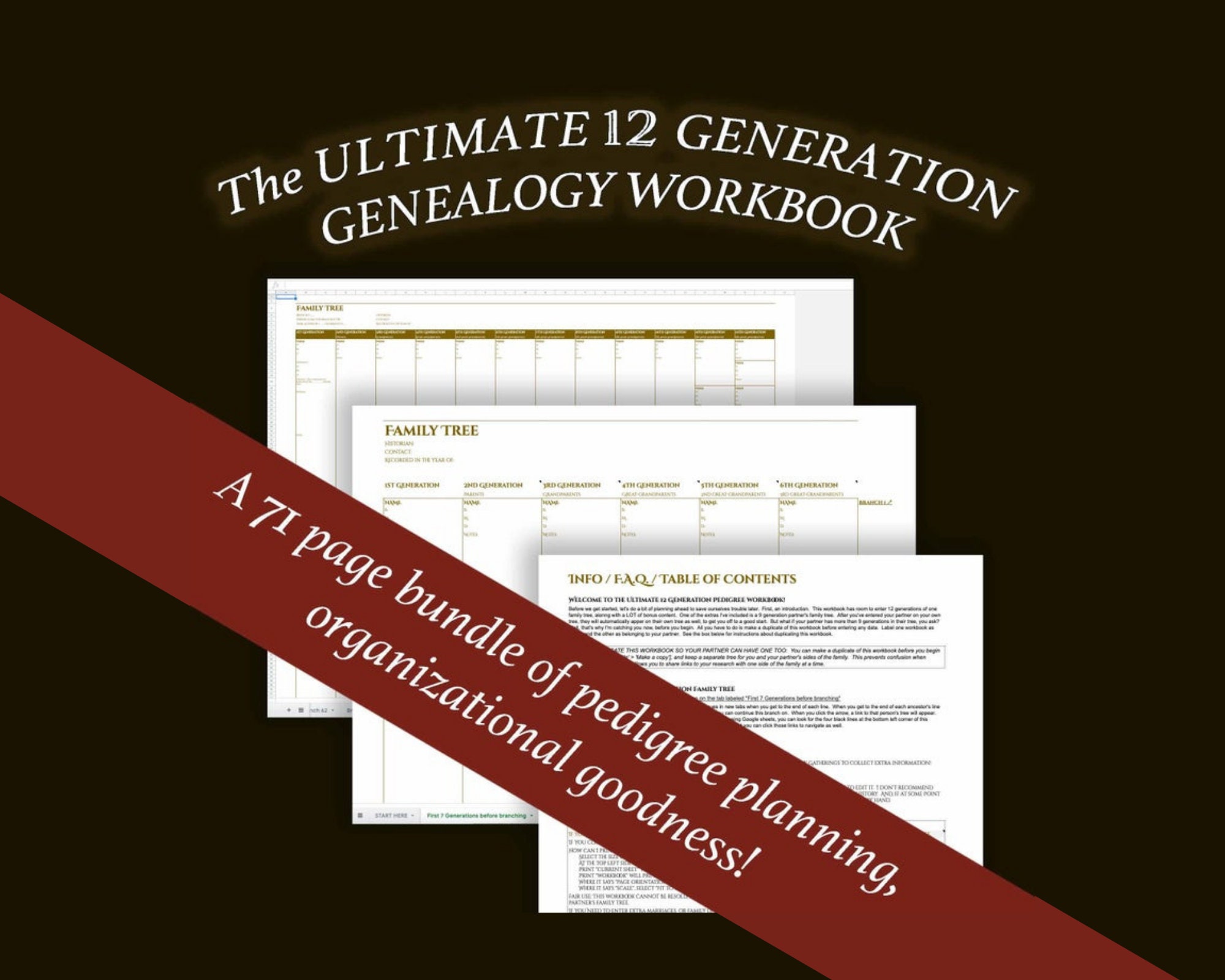 12 Generations Genealogy Organizer Notebook: A History of Family Tree with  Nice Pedigree Chart and Details Sheets (Genealogy Workbook, Forefathers of