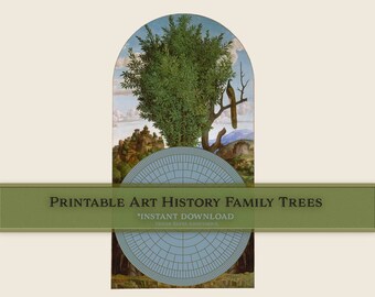 LAUREL - Family Tree Chart Artwork - light - blue and green - Art History Genealogy printables - 9 Generation - genealogist template
