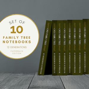 Set of 10 Large Family Tree Notebooks Set PRINT EDITION gifts to chart ancestry for men, women, grandparents, in-laws, mom and dad