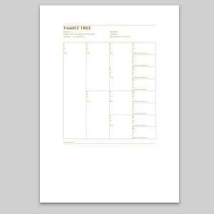 4 GENERATION family tree chart, simple genealogy branch system printable PDF, A4 or US Letter blank pedigree record, instant download image 5