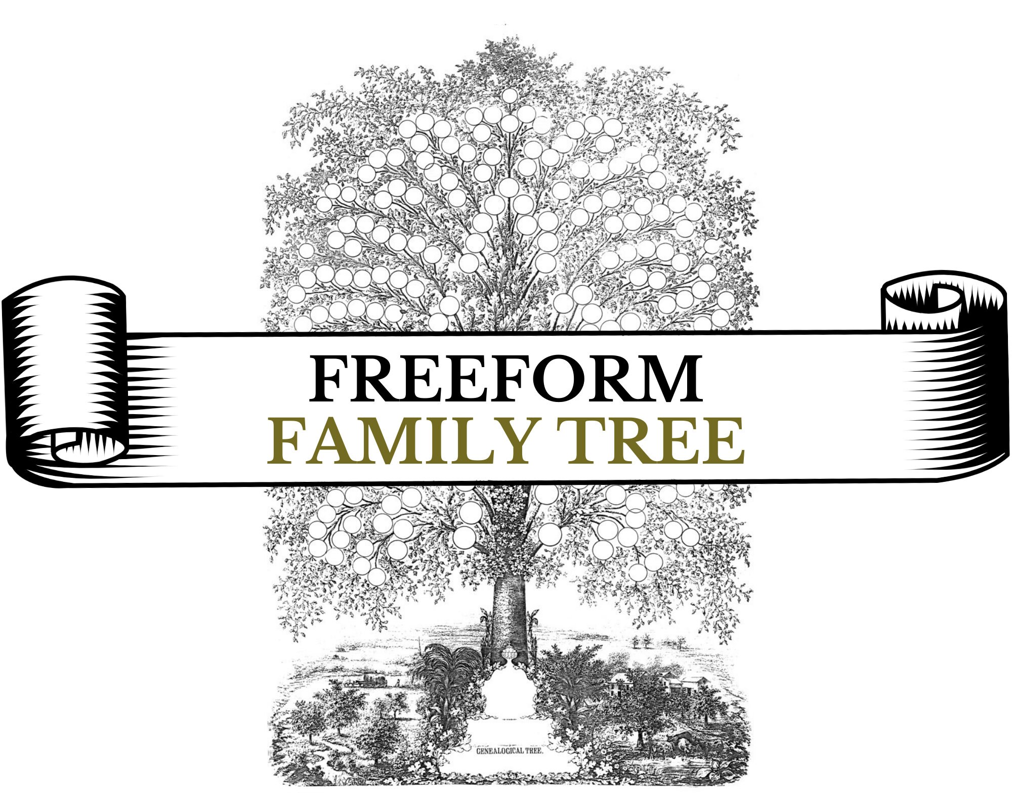 Family Tree Chart Poster FREEFORM for Nontraditional Family Groups