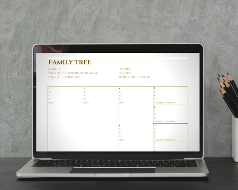 4 GENERATION family tree chart, simple genealogy branch system printable PDF, A4 or US Letter blank pedigree record, instant download image 9