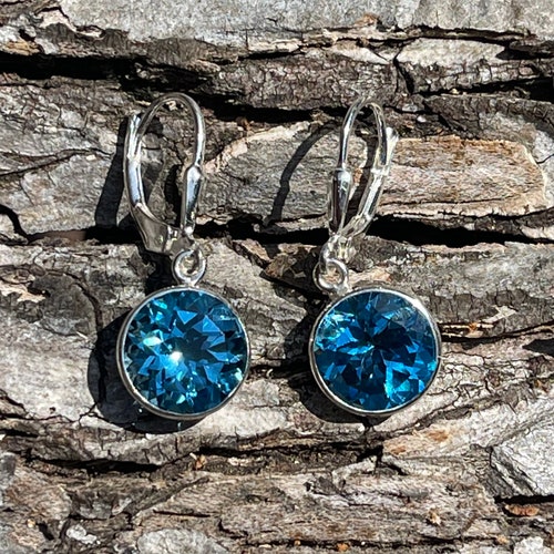 Shops Large Swiss Blue Topaz Earrings