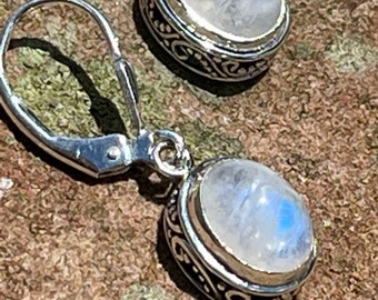 Rainbow moonstone earrings