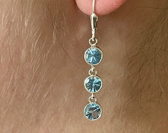 Blue topaz triple drop earrings