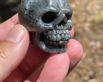 Larvikite carved skull