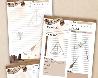 Potter planner, Wizards Planner, Printable, Digital use, Wizard theme planner, Wizarding world, Downloadable, A4 size, Notes, To do