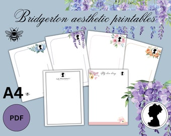 Bridgerton aesthetic, Lady Whistledown aesthetic, planner, digital, downloadable, floral, printable