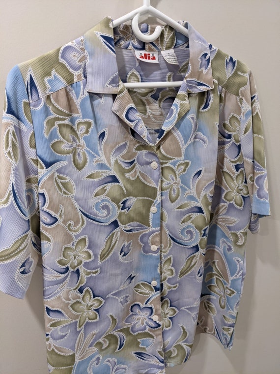 Vintage 90s Oversized Hawaiian Floral Shirt - Siz… - image 2