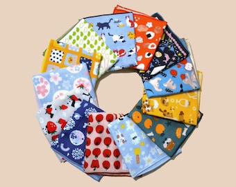 Printed Japanese Handkerchief, 30 Designs / Patterns, 100% Cotton, Imabari, Made in Japan, Mini Towel / Napkin