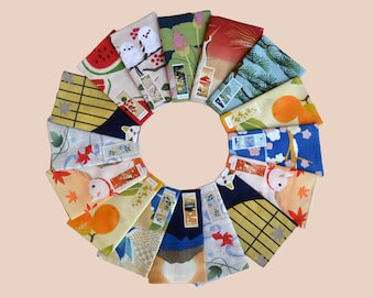 Tenugui Japanese Hand Towel, Hand Printed, Hand Dyed, Nature and Fruit Designs, 100% Cotton, Made in Japan, Gift