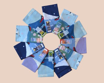 Tenugui Japanese Hand Towel, Hand Printed, Hand Dyed, Nature and Fruit Designs, 100% Cotton, Made in Japan, Gift