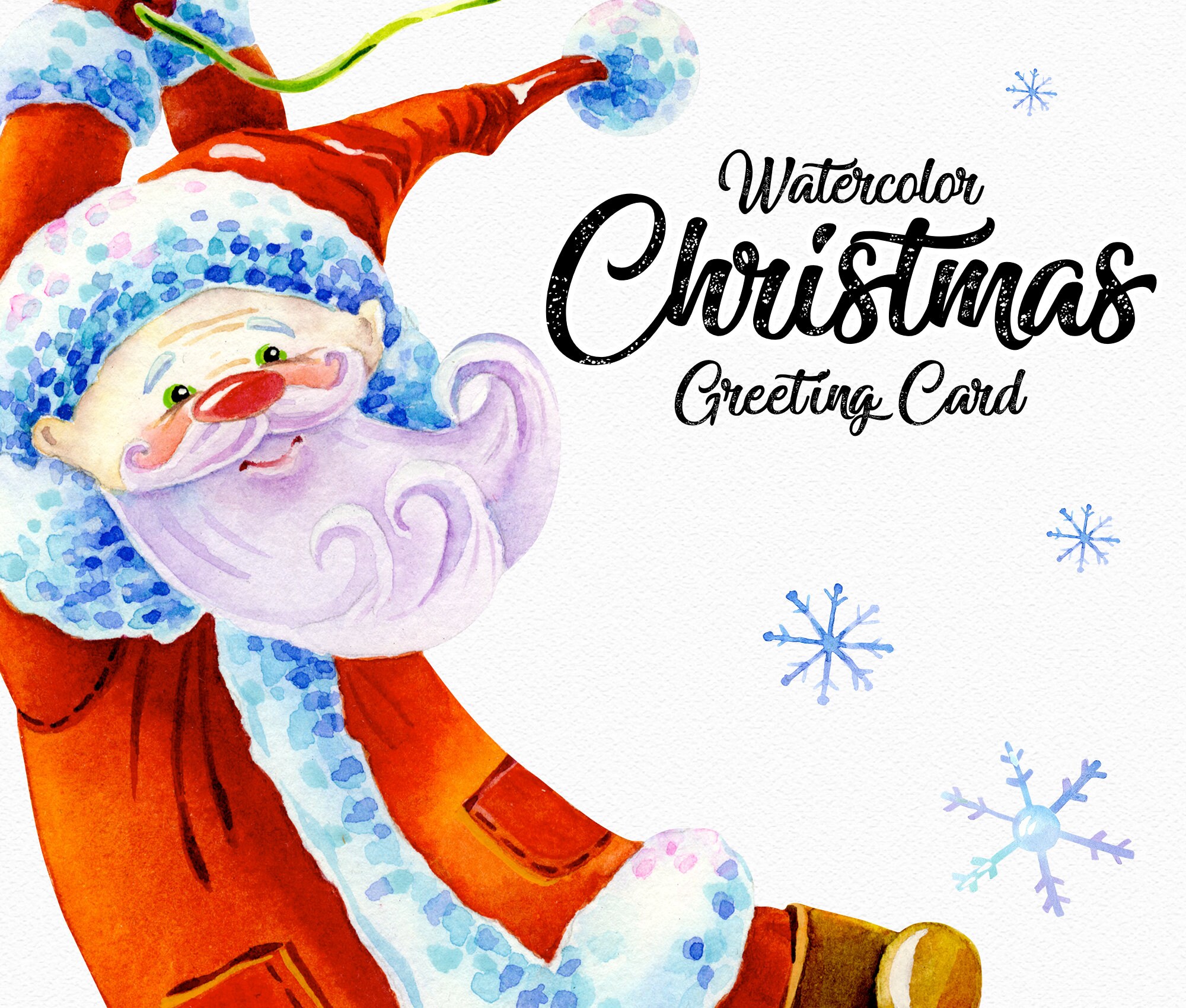 Christmas Greeting Card. Santa Clipart. Christmas Cute Gift | Etsy