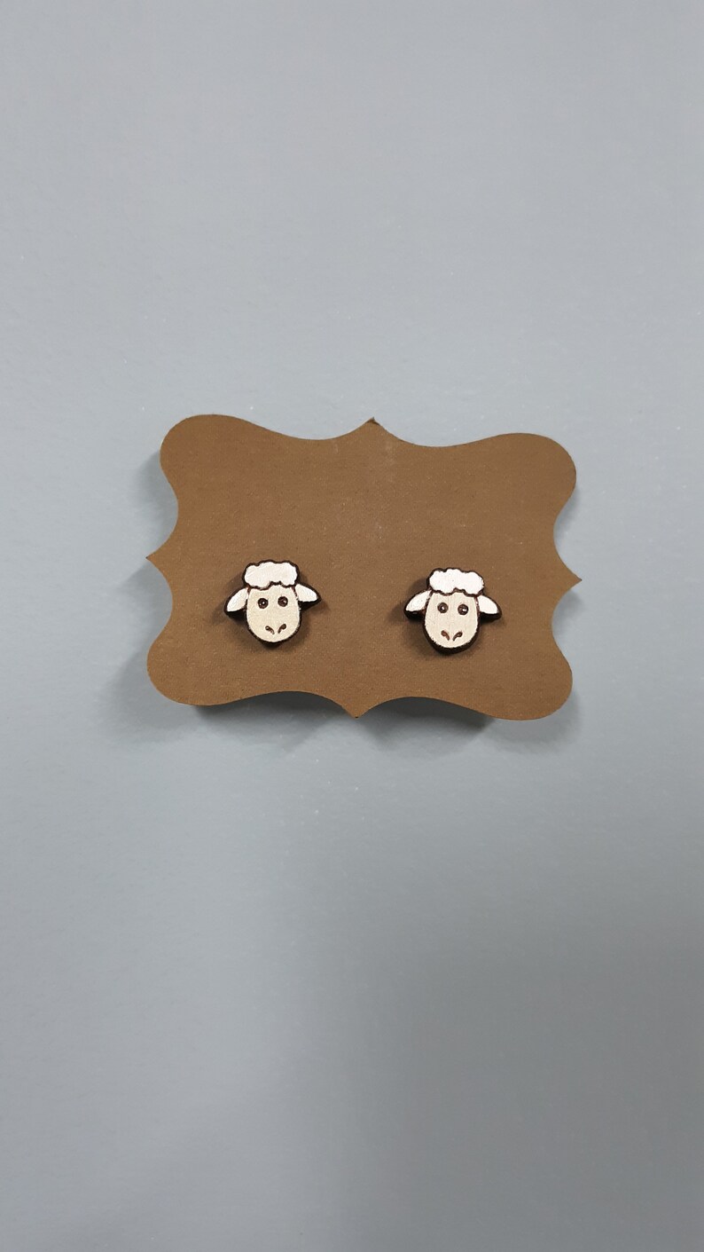 Hand painted sheep earrings