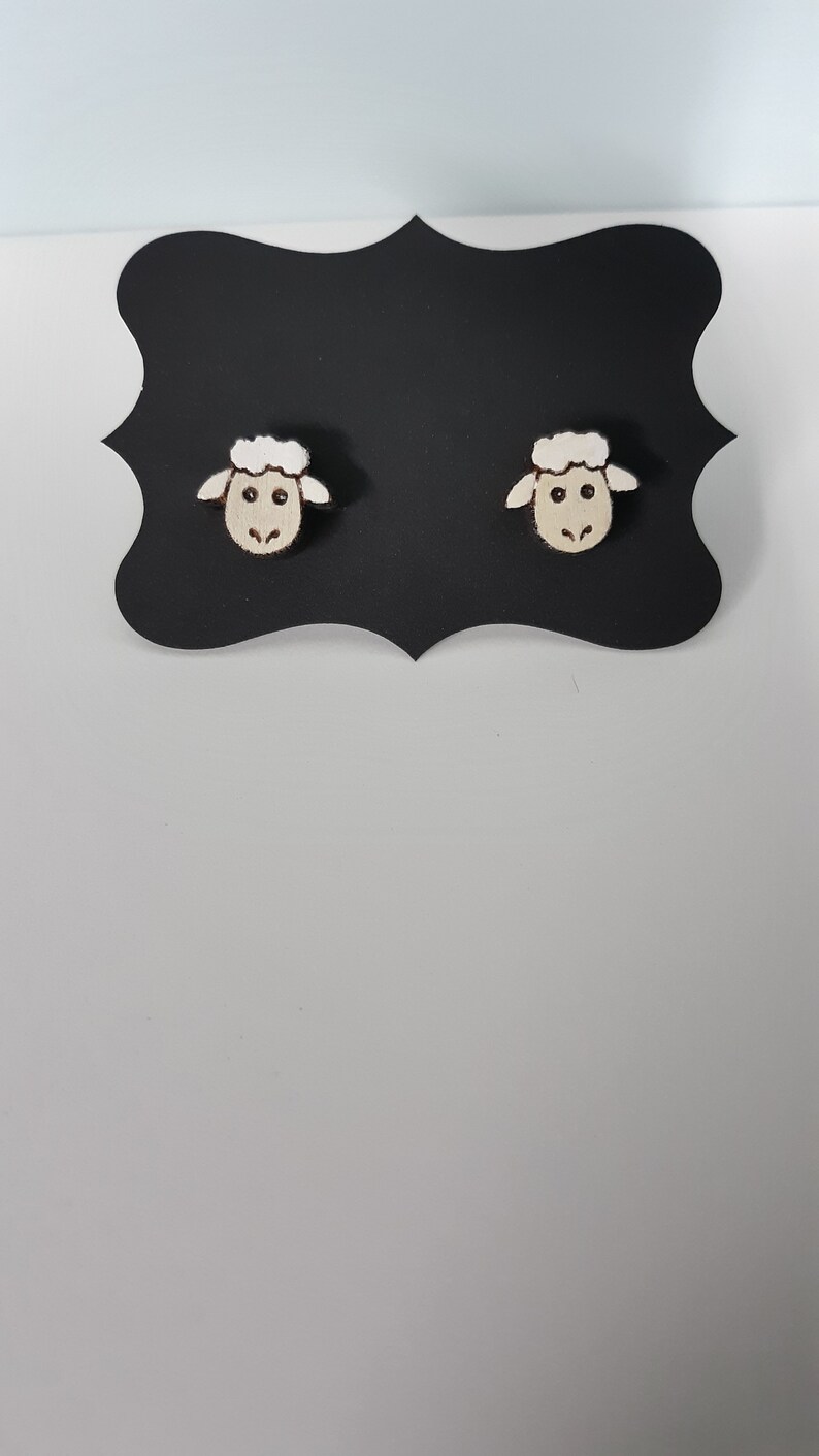 Hand painted sheep earrings