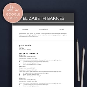 Google Docs Resume Template,  Google Docs Resume Template Instant Download, Google Docs CV Template, Resume Template Google Docs