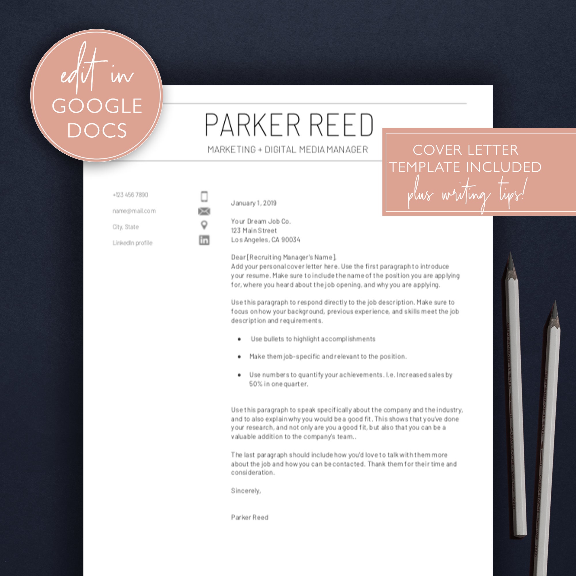 Google Docs Resume Template / Modern Resume / Professional Resume ...