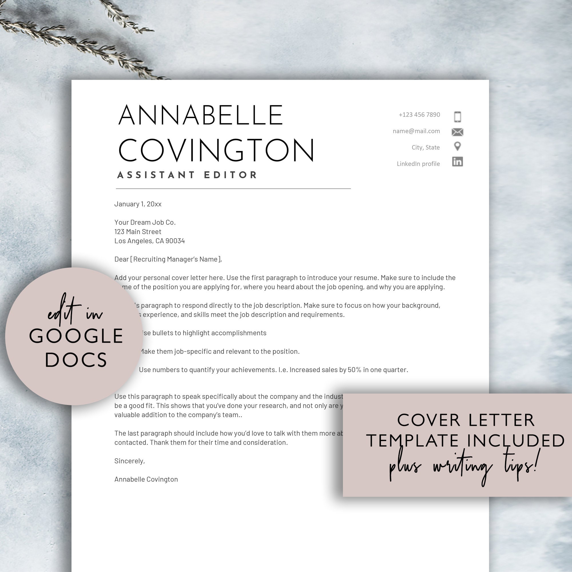 Google Docs Resume Template, Modern Resume Template, Simple Google Docs ...