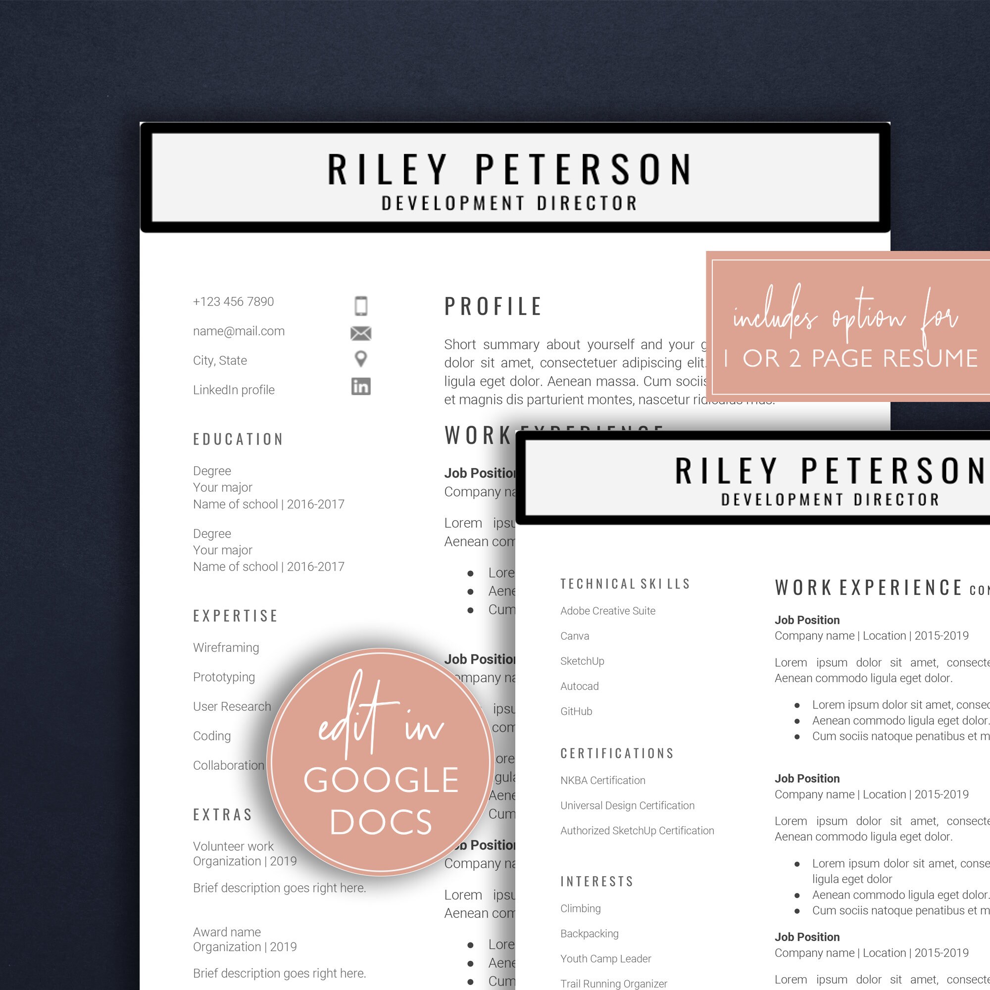 Google Docs Resume Template / Instant Download / Professional Resume ...