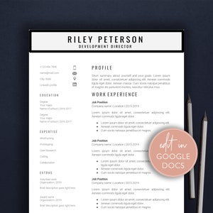 Google Docs Resume Template / Instant Download / Professional Resume / Cover Letter / References / GOOGLE DOCS /  Modern / RESUME / Edit