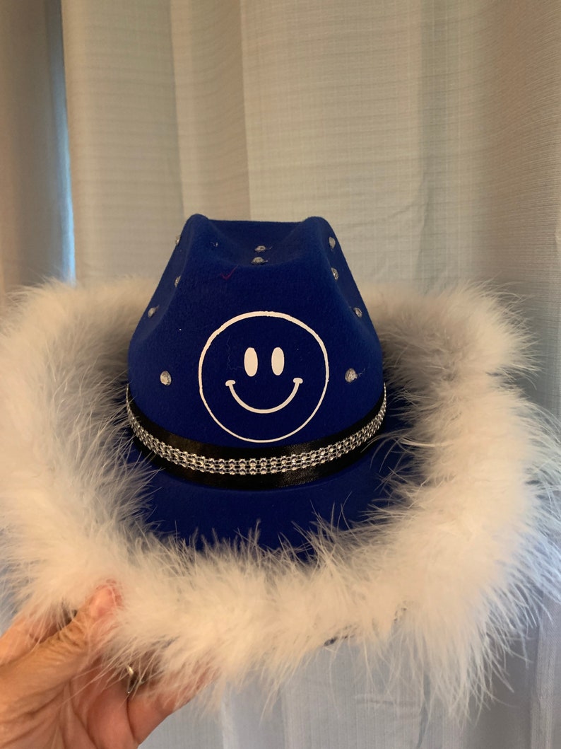 Smiley Face Cowboy Hat Party Hat Tik Tok Hat Etsy