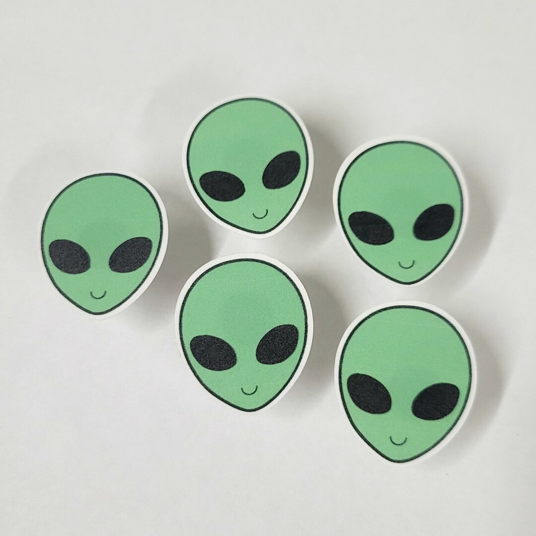 Mini Alien Head Stickers - 5 per Pack // Alien Stickers // Die-cut ...