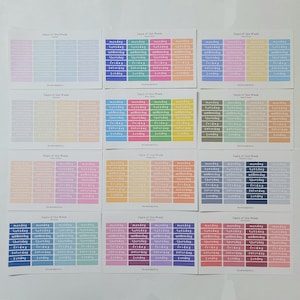 Days of the Week Sticker Sheets // Planner Stickers // Bullet Journal Stickers