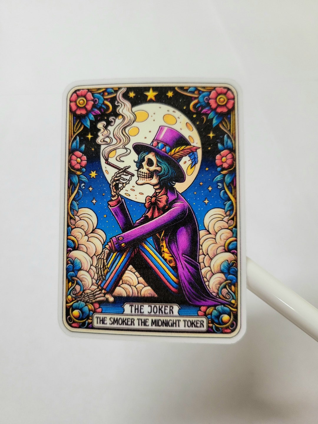 The Joker, Smoker, Midnight Toker Tarot Card Sticker // Die-cut