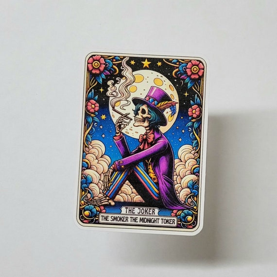 The Joker, Smoker, Midnight Toker Tarot Card Sticker // Die-cut