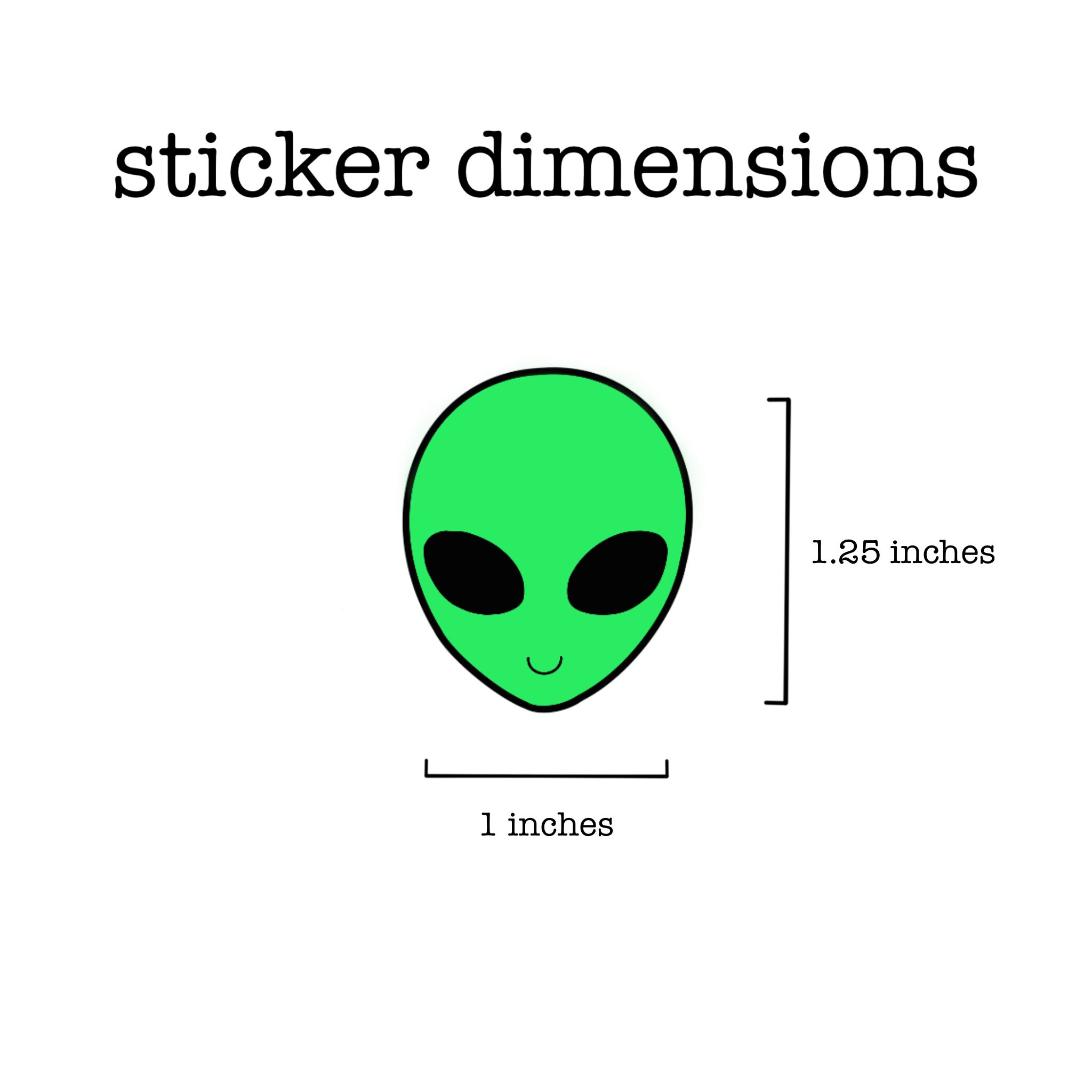 Mini Alien Head Stickers - 5 per Pack // Alien Stickers // Die-cut ...