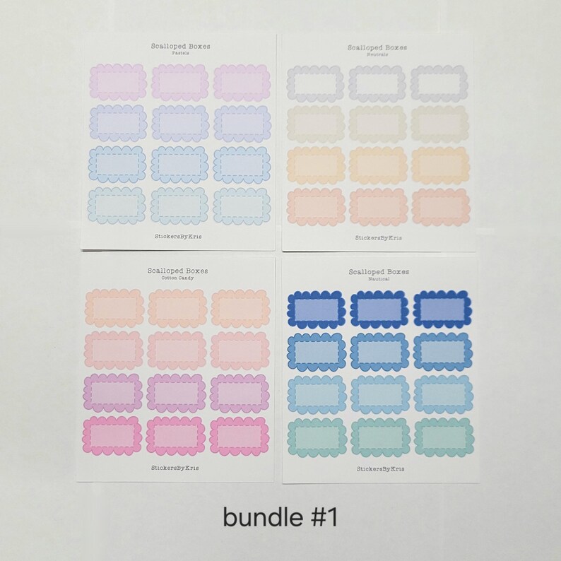 Scalloped Boxes Sticker Sheet // Multiple Colors Available // Planner ...