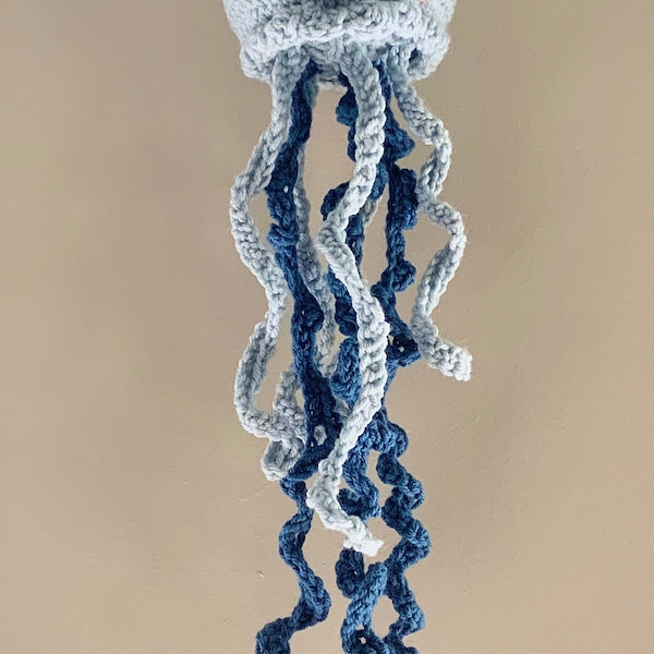 Crocheted Blue jellyfish amigurumi