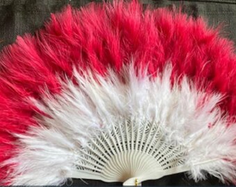 Maroon and White Feather Fan