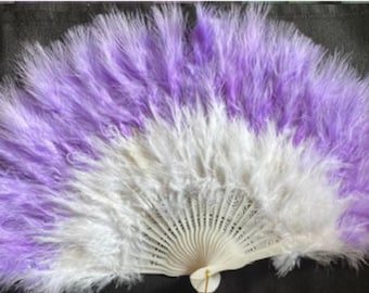 Purple and White Feather Fan