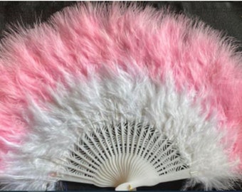 Pink and White Feather Fan