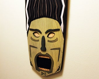 Bride of Frankenstein - Monster Tiki - Carved Wood Wall Art